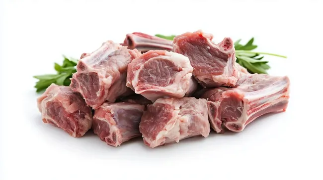 Rohes Lammfleisch auf weißem Hintergrund