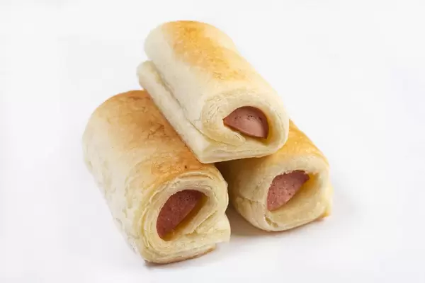Roll buns with Hot Dog isolated above white background