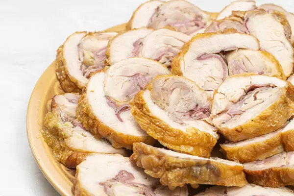 Rolled Chicken Meat served on the plate