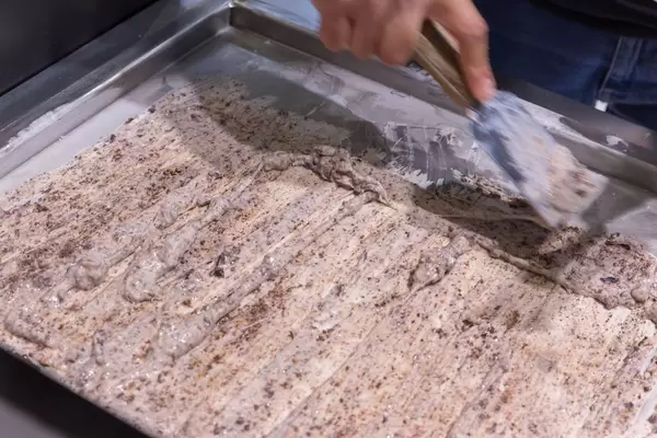 Rolled Ice Cream with Stracciatella flavour at Fibo 2019 in Cologne, Germany