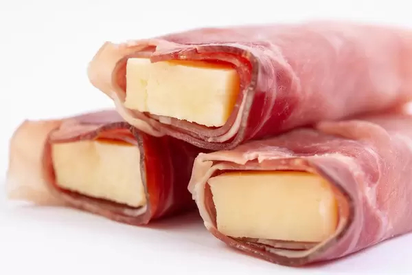 Rolled Pork Ham with yellow Cheddar cheese