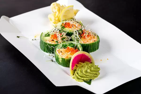 Rolls with snow crab, avocado, cucumber and arugula (Flip 2019)