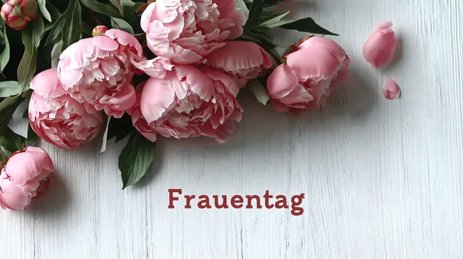 Romantische Blütenpracht: Pfingstrosen auf hellem Holzuntergrund