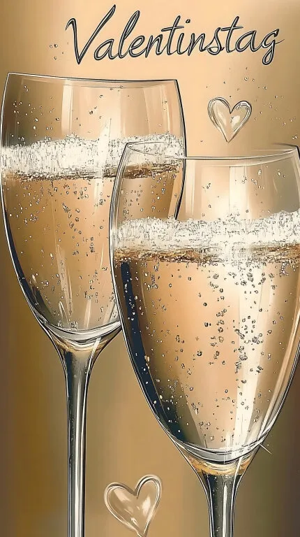 Romantische Champagnerflöten für Valentinstag