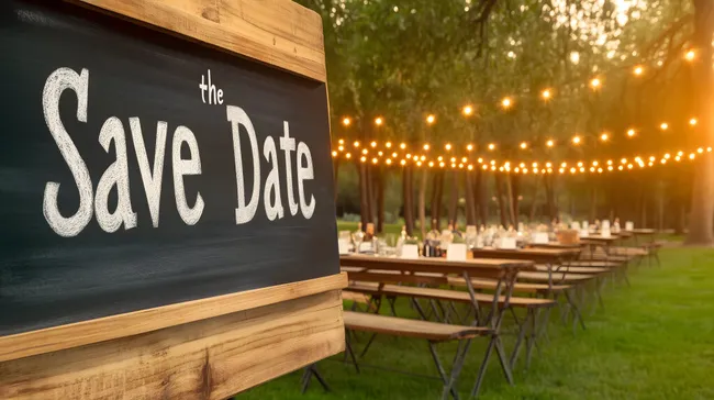 Romantische Gartenparty-Atmosphäre mit Lichterketten