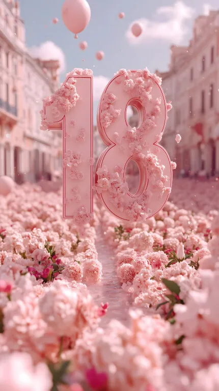 Romantische Geburtstagszahl in rosigen Blumen