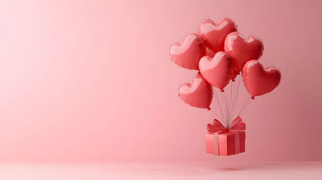 Romantische Herzluftballons mit Geschenkbox