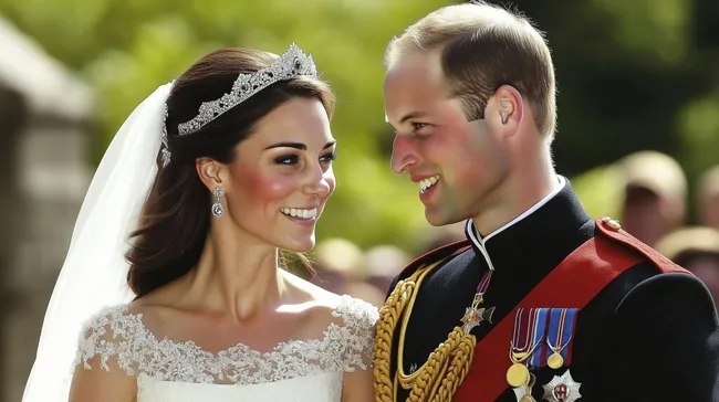 Romantische Hochzeit eines königlichen Paars
