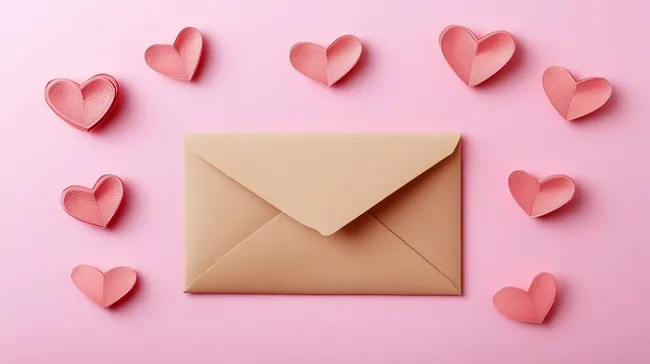 Romantische Liebesgrüße zum Valentinstag mit Herzen