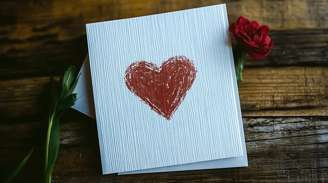 Romantische Valentinstagskarte mit handgemaltem Herzen