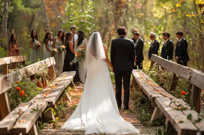 Romantische Waldtrauung im Herbst