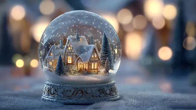 Romantische Weihnachtsstadt in Schneekugel