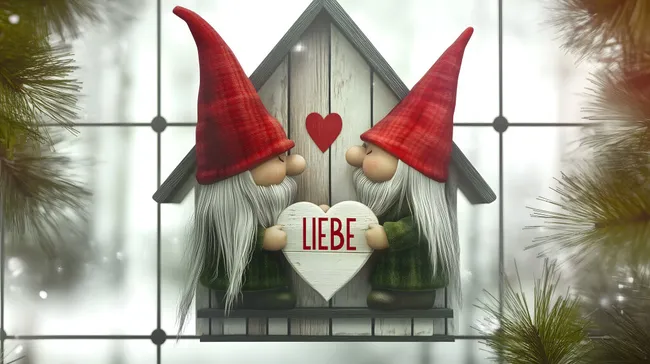 Romantische Winterwichtel mit Herz-Symbol