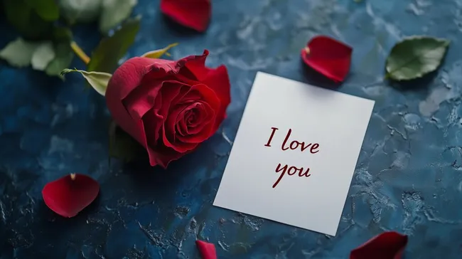 Romantischer Rosenstrauß mit Liebeserklärung