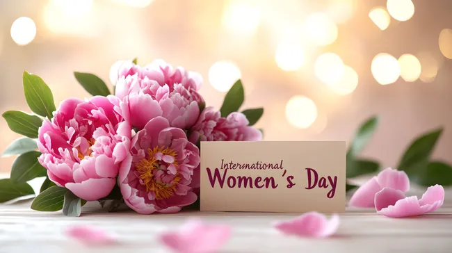 Romantisches Blumenbild mit Frauenpower-Botschaft