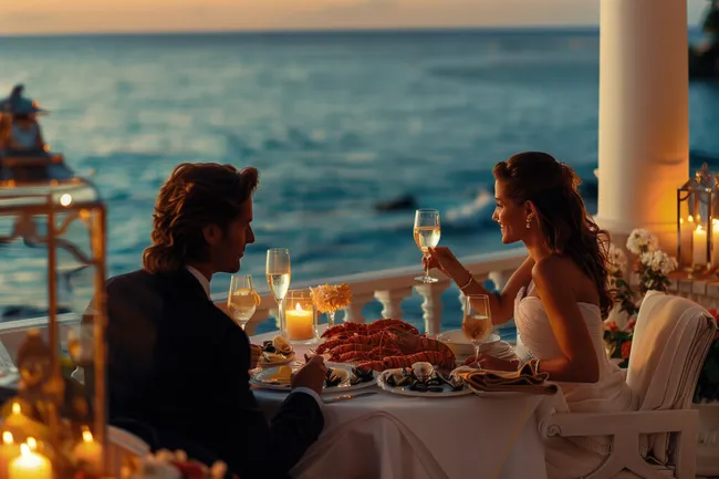 Romantisches Candle-Light-Dinner an Bord