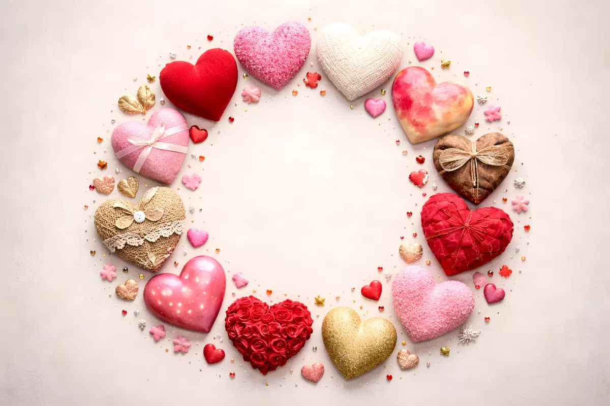 Romantisches Herz-Arrangement als Valentinstag-Dekoration