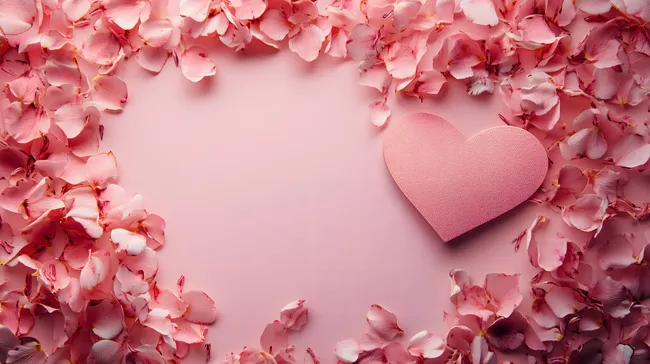 Romantisches Herz aus Papier auf Blüten-Hintergrund