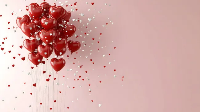 Romantisches Herz-Luftballon-Schwarm zum Valentinstag