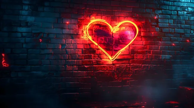 Romantisches Herz-Wandkunstwerk aus Neon