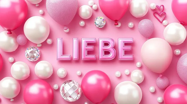 Romantisches Liebe-Konzept mit Ballons und Kristallen