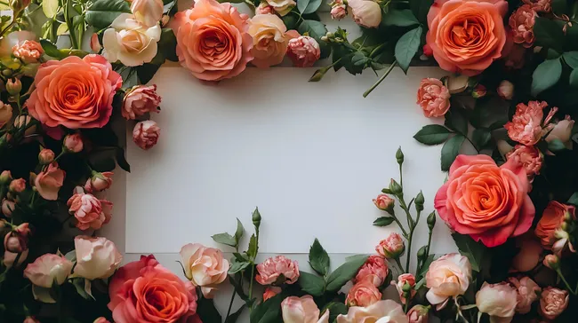 Romantisches Rosengesteck mit leerer Grußkarte