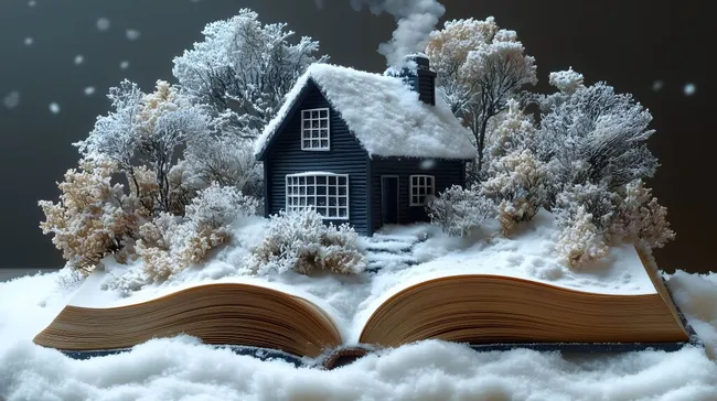 Romantisches Wintermärchen in einem Schneebuch