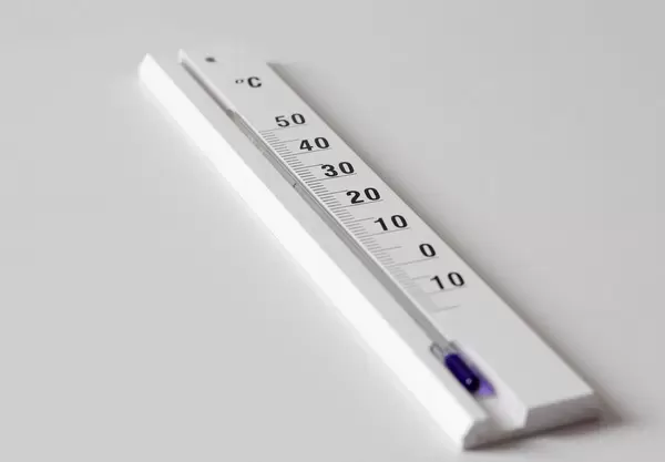 Room temperature meter on white table