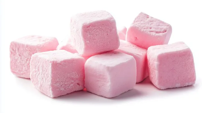 Rosa Marshmallows auf weißem Hintergrund