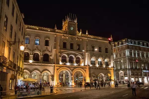 Rossio station at night