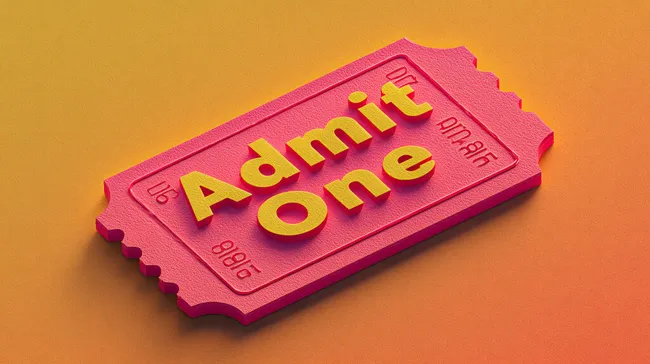 Rot-gelbe Eintrittskarte für Admission One