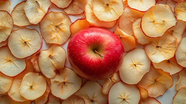 Rot-Orange Apfel-Mosaik auf weißem Hintergrund