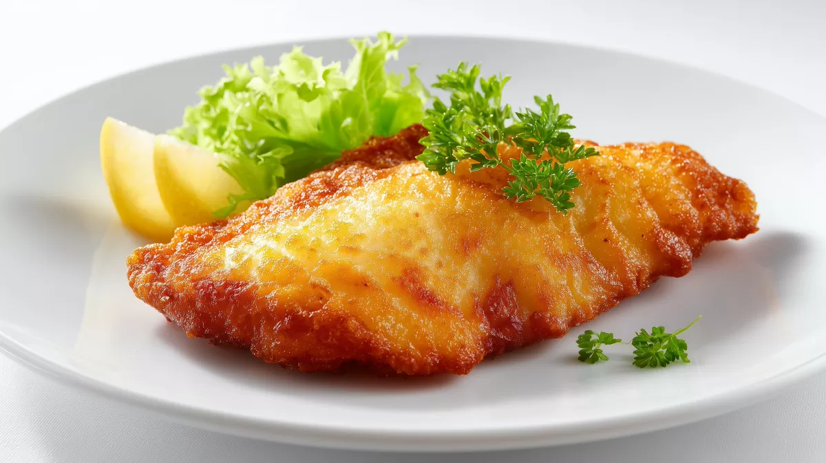 Rotbarsch im Bierteig mit Zitrone und Petersilie