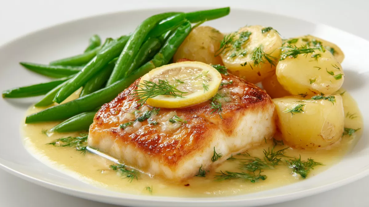 Rotbarschfilet mit Zitronenbutter photorealis