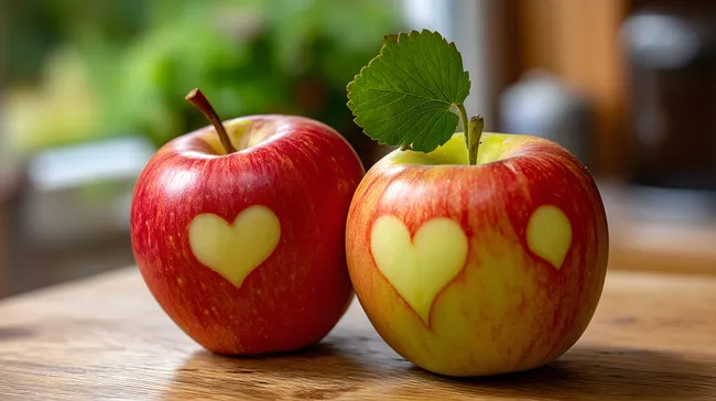Rote Äpfel mit Herzen - Kostenloses Stockfoto