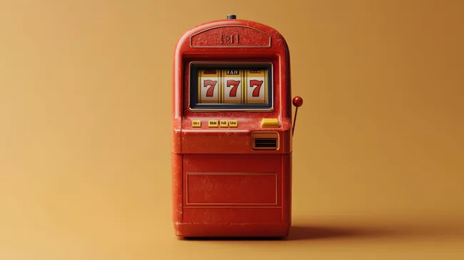 Rote Glücksspielautomaten vor gelbem Hintergrund