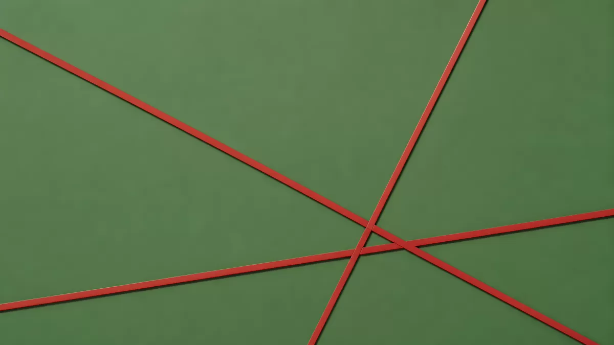 Rote Linien kreuzen sich auf grünem Hintergrund