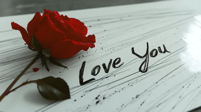 Rote Rose mit Liebeserklärung - Kostenloses Stockfoto