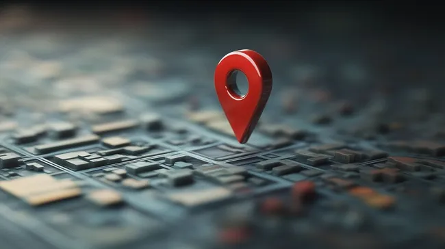 Rote Standort-Markierung über einer Stadt-Karte