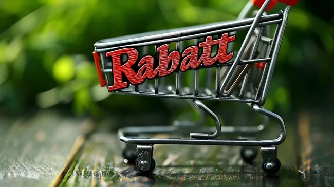 Roter Rabatt-Einkaufswagen in der Natur