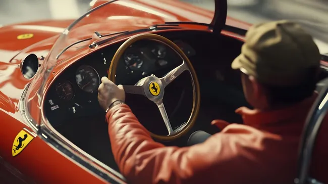 Roter Rennwagen-Innenraum mit Lenkrad