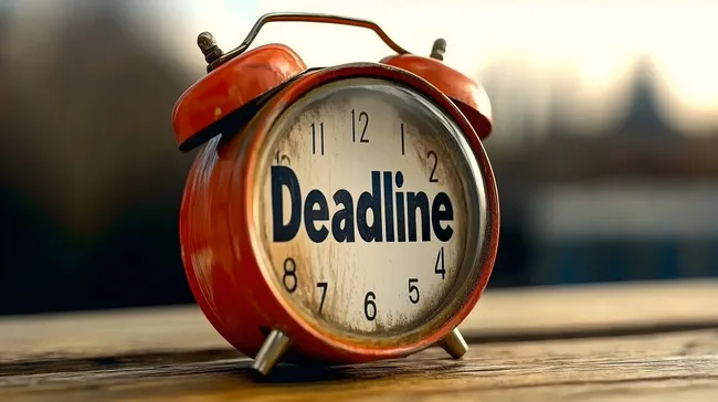 Roter Vintage-Wecker mit Zeitdruck-Konzept