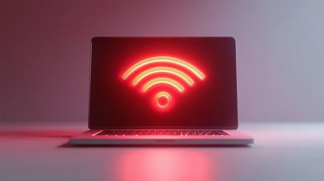 Roter WLAN-Signalbalken auf Laptop-Display