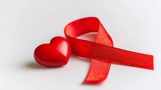 Rotes Herz und Schleife - Symbol für Unterstützung