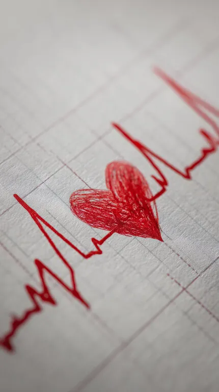 Rotes Herzdiagramm auf Papierstruktur