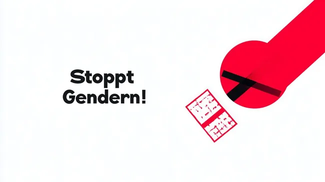 Rotes Stoppschild-Motiv mit Botschaft gegen Gendern