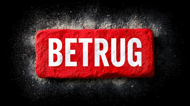 Rotes Warnsymbol für Betrug auf dunklem Hintergrund