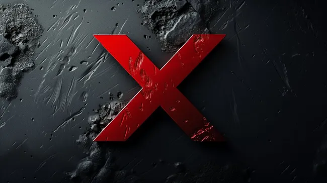 Rotes X-Symbol auf strukturiertem Hintergrund