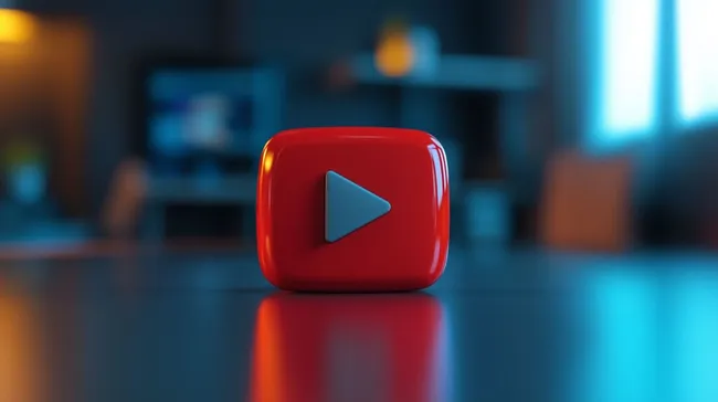 Rotes YouTube Play-Button-Symbol auf blauem Hintergrund