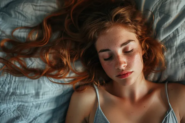 Rothaarige Schönheit im Bett